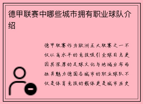 德甲联赛中哪些城市拥有职业球队介绍